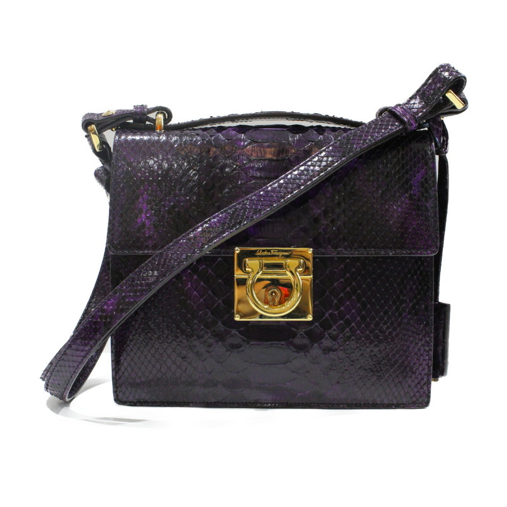Salvatore Ferragamo 2way Handbag Python Purple - image 1